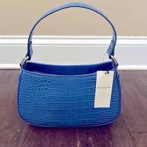 Abercrombie & Fitch- Blue Croc-Embossed small Handbag-NEW
